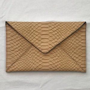Loeffler Randall snakeskin clutch